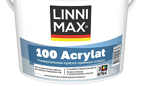 Краска водно-дисперсионная для фасадов и интерьерьеров Linnimax 100 Acrylat полуматовая, база 3